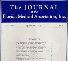 Florida Medical Association Journal 1942 WW2 Era Antique Magazine V28 No 8 E48 - £31.23 GBP