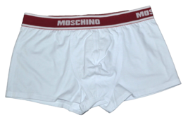 Moschino MEN&#39;s White Red Logo Italy UNDERWEAR TRUNK BRIEFS Cotton Size XL - £13.15 GBP