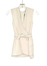 Max Mara Cream Sleeveless Wrap Top with Belt Italy Sz Unknown 25" Long image 2