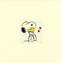 Snoopy + Woodstock Peanuts Sowa &amp; Reiser #D/500 Hand Painted Etching Art Heart - £49.81 GBP