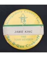 Montgomery County Fair 1988 Pin Button Pinback Vintage BBQ Cook off Jami... - $31.95