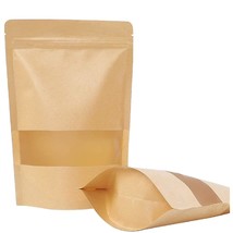 72Pcs Stand Up Pouches, Kraft Paper Bags With Window, Coffee Bags, Brown Reseala - £22.11 GBP