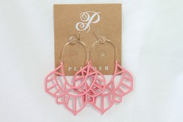 Plunder Earrings (New) Satin - Gold Hoop W/ Decorative Coral Design. 3.25&quot; Drop - £10.13 GBP