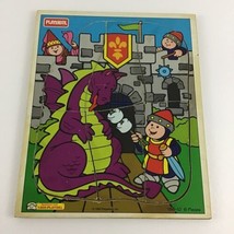 Playskool Jumbo Wood Puzzle Medieval Knight Dragon Toddler First Vintage 186-10 - £13.16 GBP