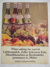 1977 Color Ad Weber German Wines - £6.28 GBP