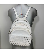 Michael Kors Abbey Medium Studded Pebbled Leather Backpack in White - $2,797.58 MXN