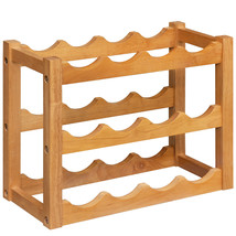 3-Tier Rubber Wood Wine Rack 12-Bottle Wine Display Holder Tabletop Bar ... - £51.95 GBP