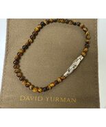 David Yurman 925 Sterling Silver Spiritual Bead Tiger Eye Ball Men Brace... - $475.18