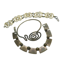 Vintage Bracelet Lot Bangle Link Metal Mod Boho Textured Brutalist artisan - £15.79 GBP