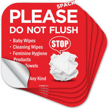 Please Do Not Flush Sign 5 Pack 6&quot;X 6&quot; Please Do Not Flush Anything except Toile - £8.75 GBP