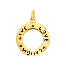 The Message of Live Love Laugh on Gold Over Sterling Silver Charm Pendant - £12.65 GBP
