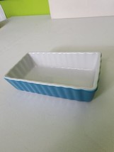 Housewares International Mini Rectangle Fluted Baking Dish Blue White - £27.78 GBP