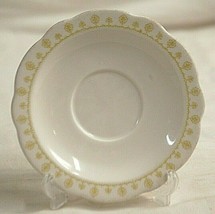 Buffalo China Restaurant Ware Saucer Plate Yellow Designs Scalloped Edge MCM USA - £11.72 GBP
