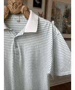 Peter Millar Green Stripe Cotton Polo Golf Shirt L - $40.50