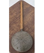 Vintage Solid Brass Chestnut Roaster 24&quot; Long Wooden Handle Made in India - $79.54 CAD