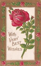 With Very Best Wishes Beautiful Red Rose 1910 Postcard E09 - £2.29 GBP