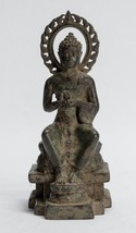 Antico Indonesiano Stile Seduta Bronzo Giavanese Predicazione Buddha - - £735.65 GBP