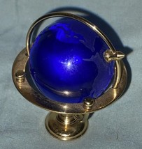 3” Tall Cobalt Blue World Globe On Stand 1.25” Diameter - £6.07 GBP