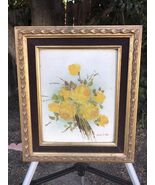 ROBERT COX Original Floral Oil Painting on Board 1970s Vintage Signed &amp; ... - $294.03