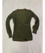 Guess Army Green Choker Sweater Wrap Around size Small Waffle Knit - £11.66 GBP