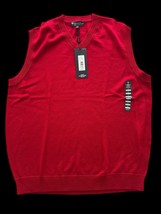 Hart Schaffer Marx Sweater Vest L Large Fine Merino Wool New Men&#39;s Red V... - $502.45 MXN