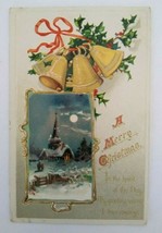 Vintage Christmas Postcard Snowy Church Scene Series 511 Original Embossed - £12.96 GBP