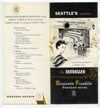 Benjamin Franklin Western Hotel Brochure The Outrigger TIKI Seattle Wash... - £21.72 GBP
