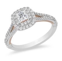 Enchanted, Disney Belle Ring, Princess Cut With Round Dual Halo  Diamond Ring - £95.69 GBP