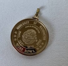 Vintage Washington Huskies Football Rose Bowl Gold Keychain Pendant - 1980s - £19.52 GBP