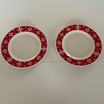 Royal Norfolk Christmas Dinner Plates Set of Two Snowflake Red Holiday 1... - £13.66 GBP