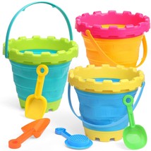 Jumbo Castle Beach Collapsible Buckets Sand Toys For Kids Adults, Silico... - $37.99