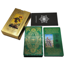Beginner Tarot Deck With Meaning Keywords | Green Premium Gold Foil Tarot Cards - £22.18 GBP