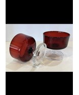 2 Vintage Ruby Red Dessert Clear Stem Cavalier Luminarc Arcoroc 3.25 ” t... - $24.00