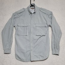 Cabelas Mens Fishing Shirt Size M Long Sleeve Vented Gray Button Up Shirt VTG - £21.76 GBP