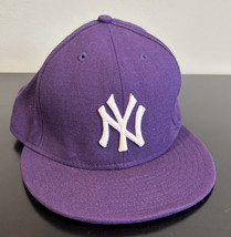 New York Yankees Purple Grape New Era 59Fifty Fitted Baseball Hat Cap 7 1/2 WOOL - $14.84