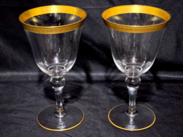 GLASTONBURY-LOTUS 6.75&quot; Crystal Water Wine Glass BRACELET Pattern - Pair... - $898.94 MXN