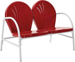 Griffith Metal Outdoor Loveseat, Red, By Crosley Furniture - £141.47 GBP