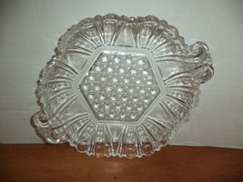Vintage Anchor Hocking Clear Glass Dish with Hexagon and Dot &amp; Cane Patt... - $185.90 MXN