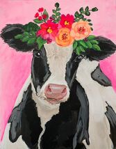 Moo-rial the Cow and Flowers Painting Kit - Paint Your Own - Canvas Pain... - $38.00