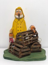 New England Captain Lobster Fisherman with Pipe, Traps &amp; Buoys - Signed &amp; Dated  - £51.87 GBP