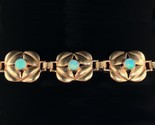 Retro 14k Yellow Gold Opal Leaf Link Bracelet w/6 Vibrant Genuine Opals ... - $1,361.25