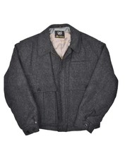 Vintage Aberdeen Wool Jacket Mens M Grey Bomber Lined Zip Collared USA Made - £42.42 GBP