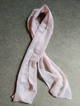 Vintage Sheer Scarf Pink Gold Striped 54 x 10.5&quot; Neck Head Business Lady - £14.59 GBP