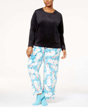 HUE Womens Plus Size Sueded Fleece Top And Pants With Socks 3 Piece, 1X, Black - £23.45 GBP