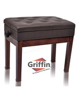 Adjustable Piano Brown PU Leather Bench by GRIFFIN - Vintage Stylish Des... - $134.09 CAD