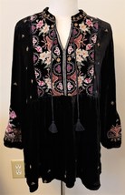 Johnny Was Embroidered Tunic/Dress Sz-M Black Velvet - $219.98