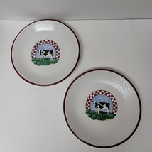 2 Cow Dinner Plate Fannie&#39;s Farm 11&quot; Century Stoneware - £13.28 GBP