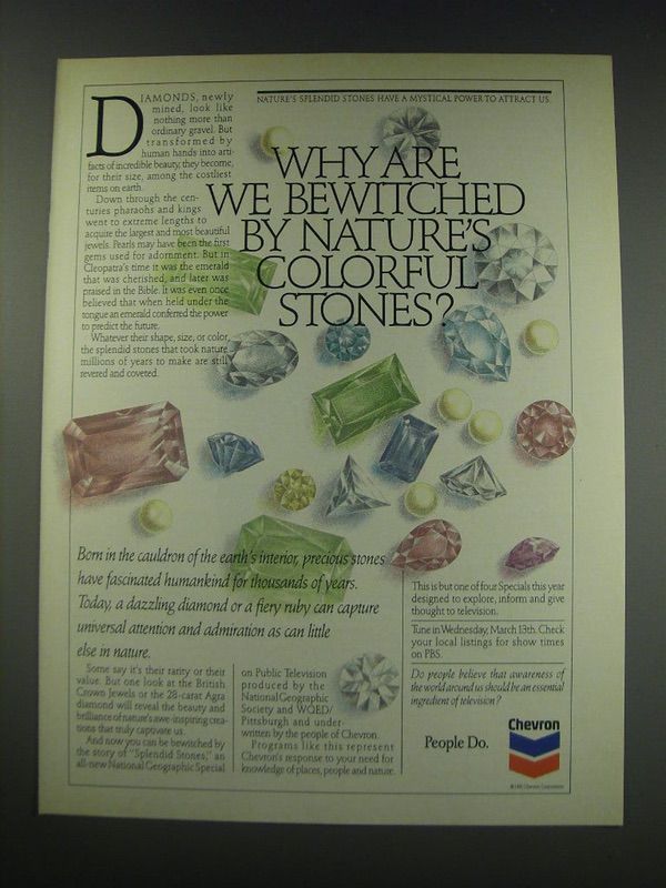1991 Chevron Oil Ad - Why are we bewitched by nature's colorful stones? - $18.49
