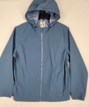 Voyager Rain Jacket Mens M Dark Blue Windbreaker Cinch Hood Full Zip Poc... - £15.48 GBP