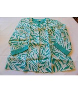 JM Collection Ladies Women&#39;s Size 14 jacket shirt 3/4 Sleeve Aqua White ... - £16.11 GBP